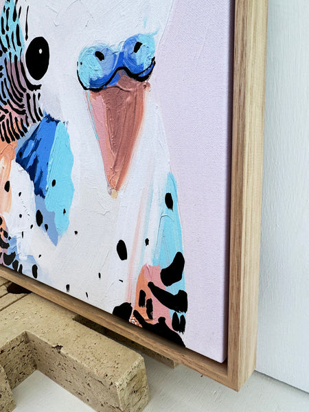 'Budgie One' XS Framed Canvas Print