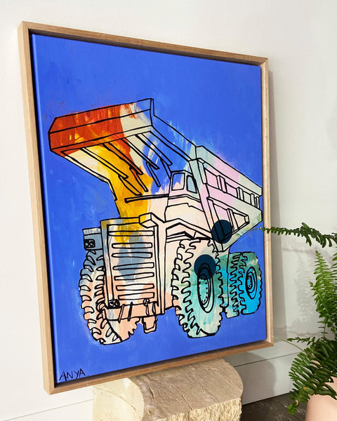 'Donovan The Dump Truck' Framed Canvas Print