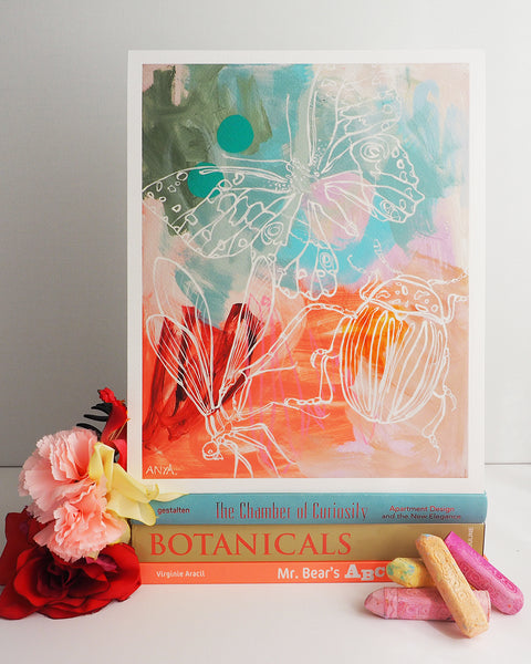 'Beatrix the Butterfly and Bugs' PAPER PRINT
