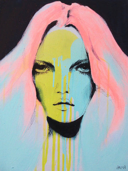 'Pink Hair Girl' PAPER PRINT