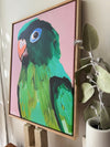 'Green Bird' Framed Canvas Print